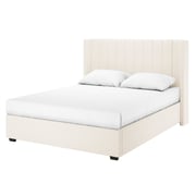 Septima & Fulvia Boucle King Bed Base & Winged Headboard in Cream White