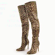 Leopard Pointed Toe Over The Knee Stiletto Boots