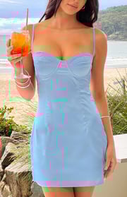 Trouble Light Blue Mini Dress