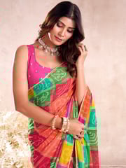 Anouk Bandhani Pure Chiffon Leheriya Saree
