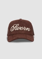 Script Suede Trucker Snapback // Chocolate