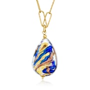 Italian Multicolored Murano Glass Teardrop Paper Clip Link Necklace in 18kt Gold Over Sterling. 20"