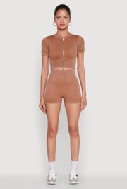 High Waisted Mineral Wash Seamless Bike Shorts