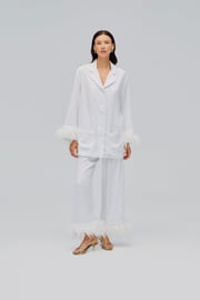 Party Pajamas Set with Detachable Feathers in White