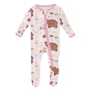 Print Footie with 2 Way Zipper in Shrinking Violet Forest Party