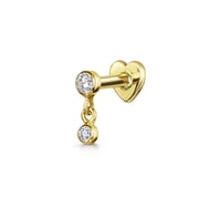 9k solid yellow gold hanging crystal gem flat back labret stud earring 6mm