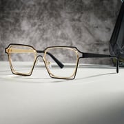 Foday Black Gold Frame Prescription Glasses with Geometric Shape