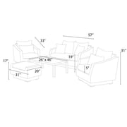 Cannes™ 5 Piece Sunbrella® Outdoor Love & Club Seating Set - Maxim Beige FREE SHIPPING