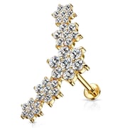 3PCS Cluster Flower CZ Labret Studs Earrings Set 16G 8mm