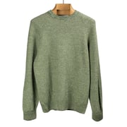 All-over moss stitch crewneck sweater in sage green linen