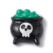Halloween Opaque Resin Cabochons, Black, Cauldron Pattern, 25x22.5x10mm