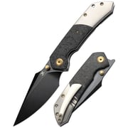 KANSEPT Fenrir Flipper/Thumb Hole Knife Shred Carbon Fiber +Titanium Handle (3.48'' CPM-S35VN Blade) Greg Schob Design-K1034A1