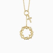 Gold Crown of Thorns Cross Necklace