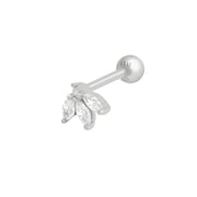 Navette Fan Barbell Earring in Silver