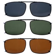3 Pack Wide Lens Clip on Polarized Sunglasses C60(58MMx38MM)