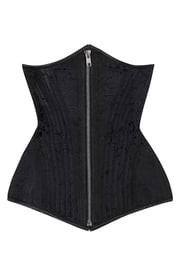 Black Brocade Longline Underbust with Front Zip