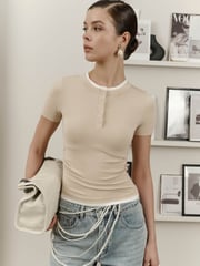 Two-material jersey top