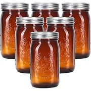 Bedoo Wide Mouth Mason Jars 16 oz with Lids and Bands 6 PACK, Half Quart Mason Jars with Airtight Lids, Clear Glass Canning Mason Jars (Set of 6) (Wide Mouth) Beef Tallow for Skin