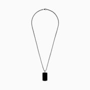 Men's Sterling Silver Black Agate Dog Tag Pendant