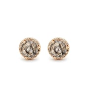 Rosette Stud Earring (Medium) - 14k Gold, Black Rutilated Quartz & Champagne Diamond