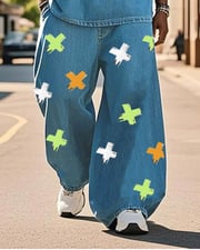 Plus Size Men-water Denim-so Rawy-xx English Print Suit