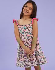 Girls Leopard Print Sun Dress Multi