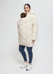 Grow With You Maternity Hooded Long Parka Jacket With Removable Baby Carrier Insert