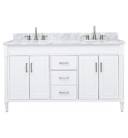 Avanity BRISTOL-VS61-WT-C Bristol 60" Freestanding Double Bathroom Vanity with Carrara White Marble Top and Sink in White