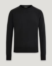 Men's Merino Wool Kerrigan Crewneck Jumper in Black | Belstaff UK