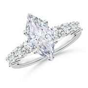 Lab-Grown Solitaire Marquise Diamond Graduated Engagement Ring