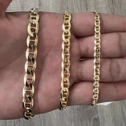 Mariner Chain Gold Plated Men Women Unisex Necklace 4mm 7mm 12mm