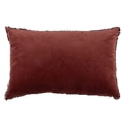 Cuscino in velluto di cotone rosso con mini pompon 60x40 cm
