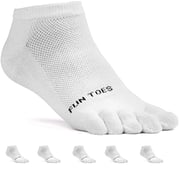 FUN TOES Women's Cotton Toe Socks-Breathable-6 PAIRS Pack-Size 9-11-Lightweight