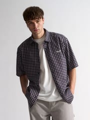 Men's Brooklyn Check Short Sleeve Shirt In Total Eclipse Check