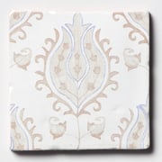 Vintage Linen Tulips Glossy  Glazed Terracotta Tile 6x6