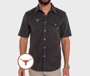 Texas - Short Sleeve Corduroy Pearl Snap - Longhorn - Gray