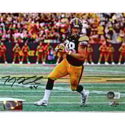 TJ Hockenson Autographed Iowa 8x10 Running Photo-Beckett W Hologram *Black