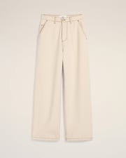 Beige Cotton Wide Fit Jeans