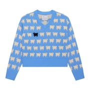 Warm & Wonderful Women's "Diana Edition" Cotton Linen V-Neck Sheep Sweater Blue