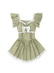 Summer Sweetheart Cute Japanese Style Avocado Green Student Girl Sweet Lolita Sleeveless Conjoined Swimsuit