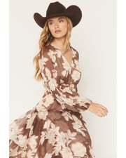 Product Name:  Shyanne Women's Floral Print Long Sleeve Chiffon Shirt