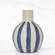 7" Matte Blue Stripe Ceramic Vase