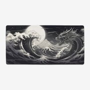 Black Japanese Dragon Extended Mousepad