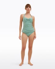 Seersucker Halter Bandeau Tankini