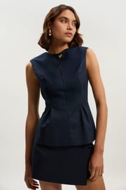Techno Hardware Detail Sleeveless Woven Top | Karen Millen
