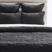 Madera Velvet Coverlet Set - Black