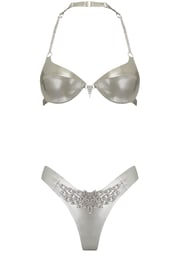 Gamma Tau Silver Latex Lingerie Set
