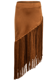 W.A.Y. Cognac Fringe Midi Skirt