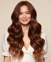 invisible clip-in hair extensions chestnut balayage.