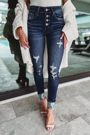(PREORDER)KANCAN Chelsea Button Fly Distressed Jeans